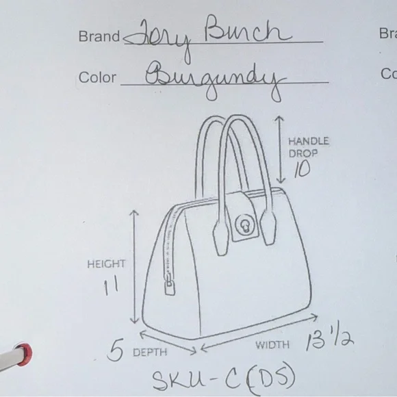 Tory Burch Ella Tote Burgundy Leather w/ Blue Interior Work School Bag - Picture 8 of 8